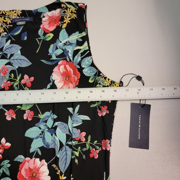 Tommy Hilfiger Womens Floral Tank Dress Ruffle Bottom Black And Floral Sz 8 - Picture 6 of 7